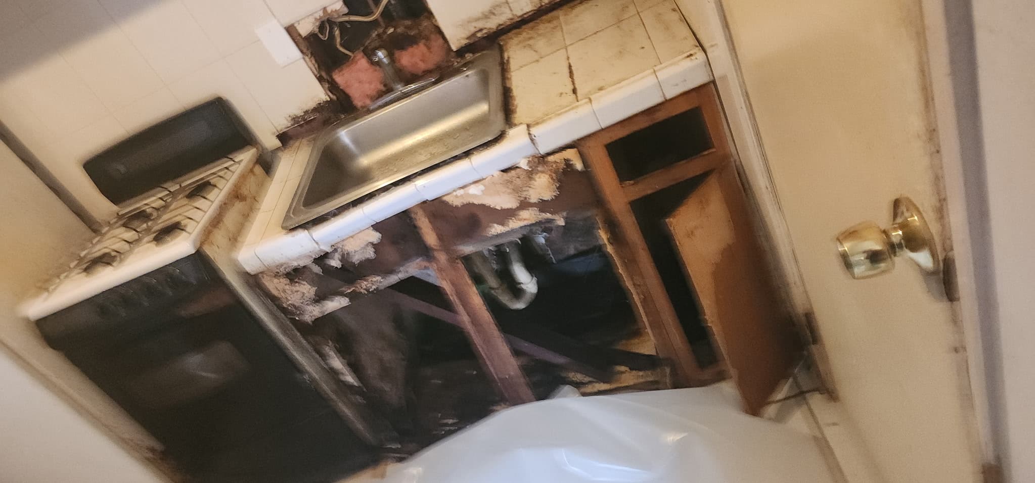 Severe water damage & mold behind walls